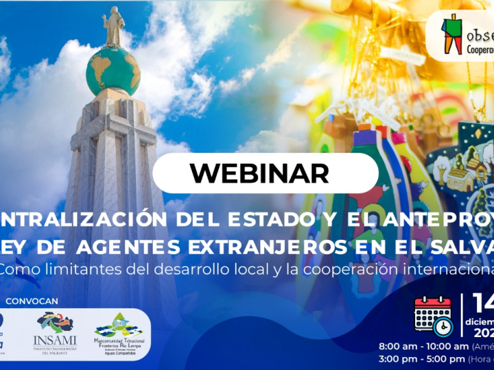 Webinar "Nueva legislación salvadoreña sobre cooperación al desarrollo"