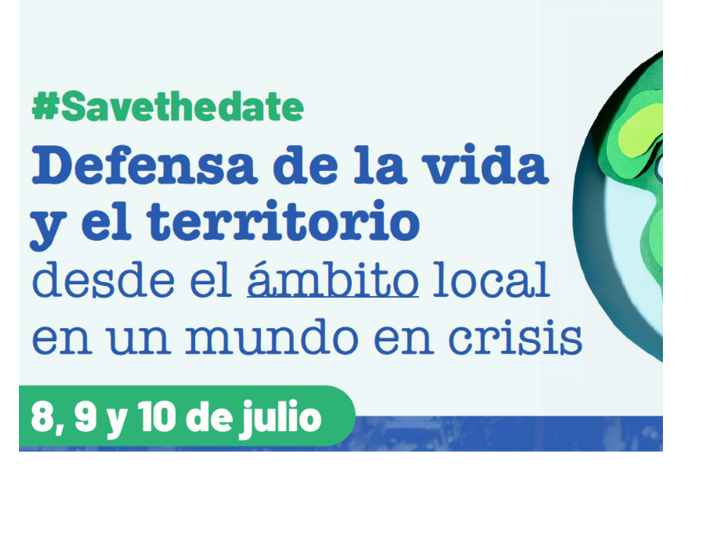 Cartell formació en línia "Defensa de la vida i el territori des de l'àmbit local en un món de crisis"